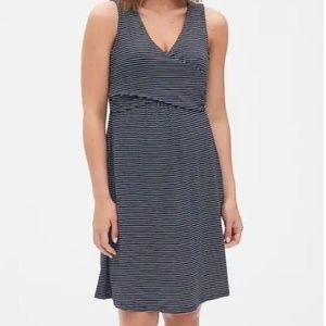 Maternity Sleeveless Crossover Dress - Navy Stripe